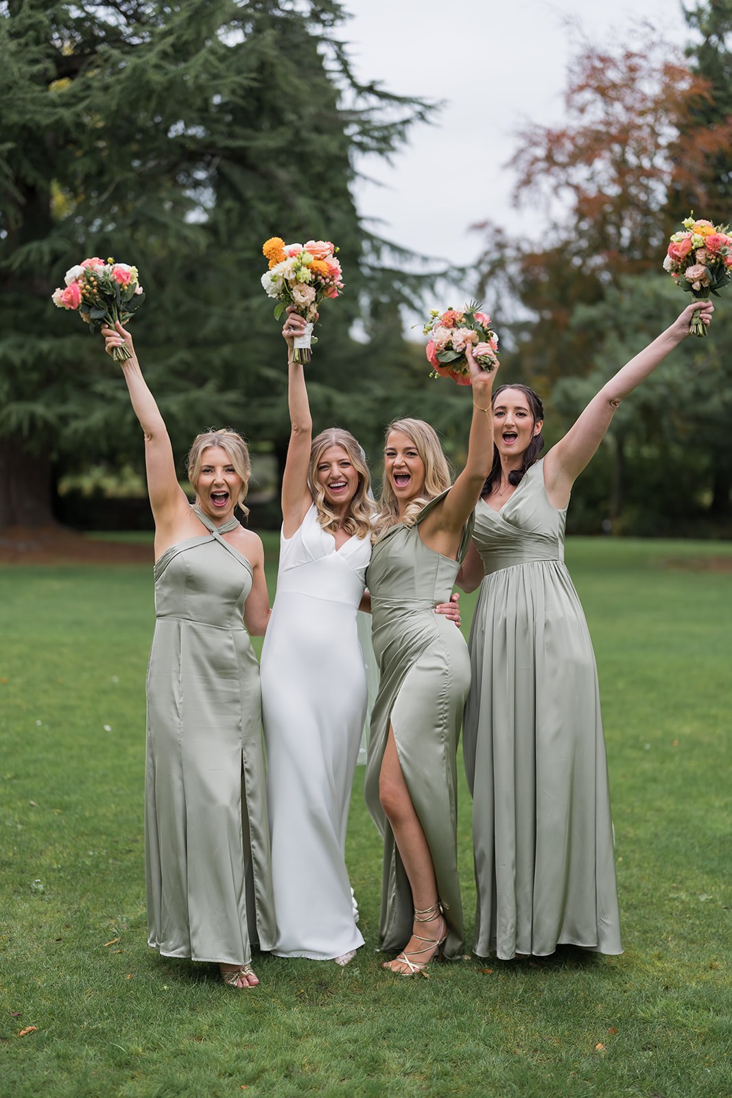 Bridesmaids celebrating at Mottram Hall