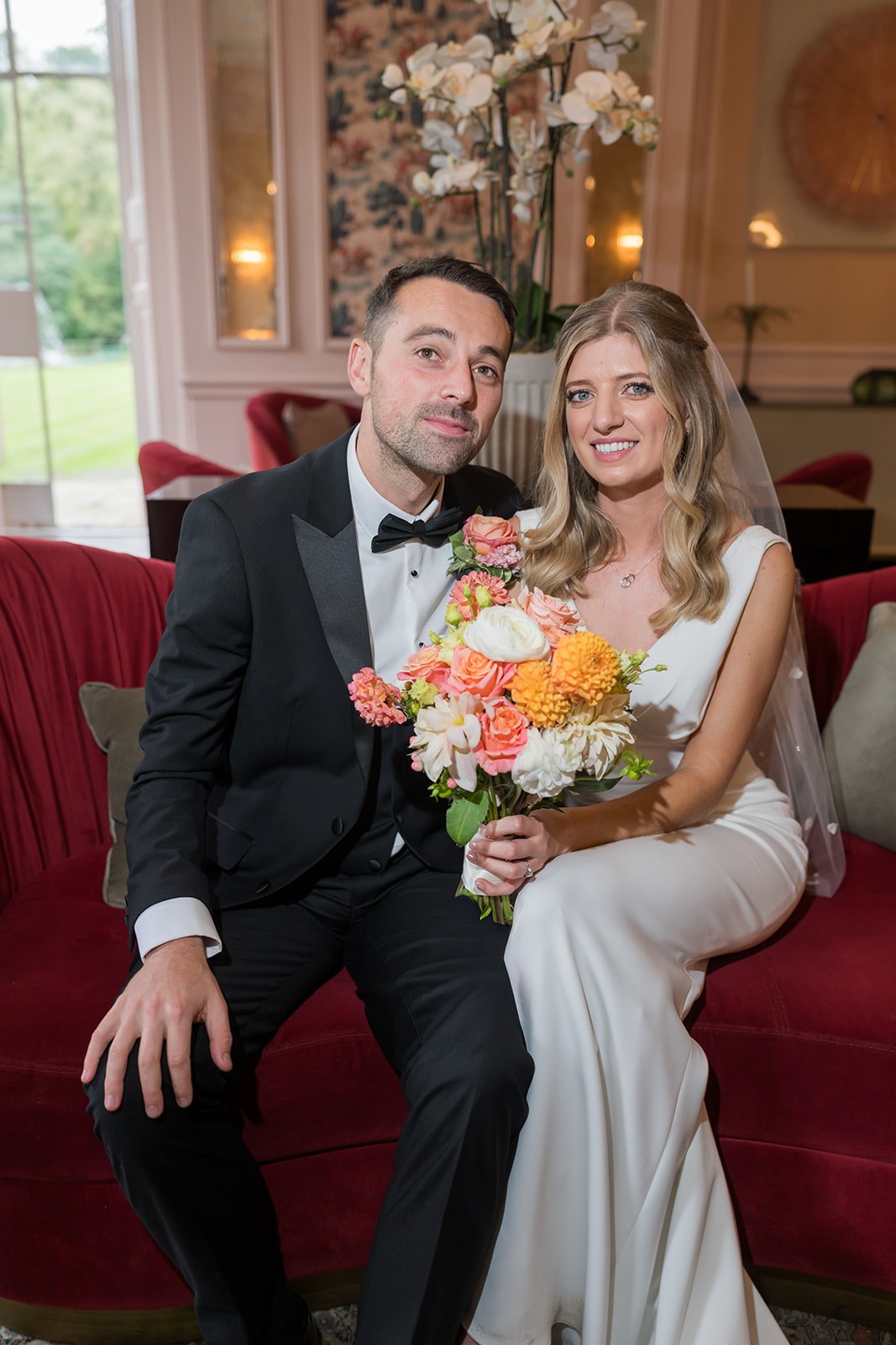 A quiet moment together inside at Mottram Hall