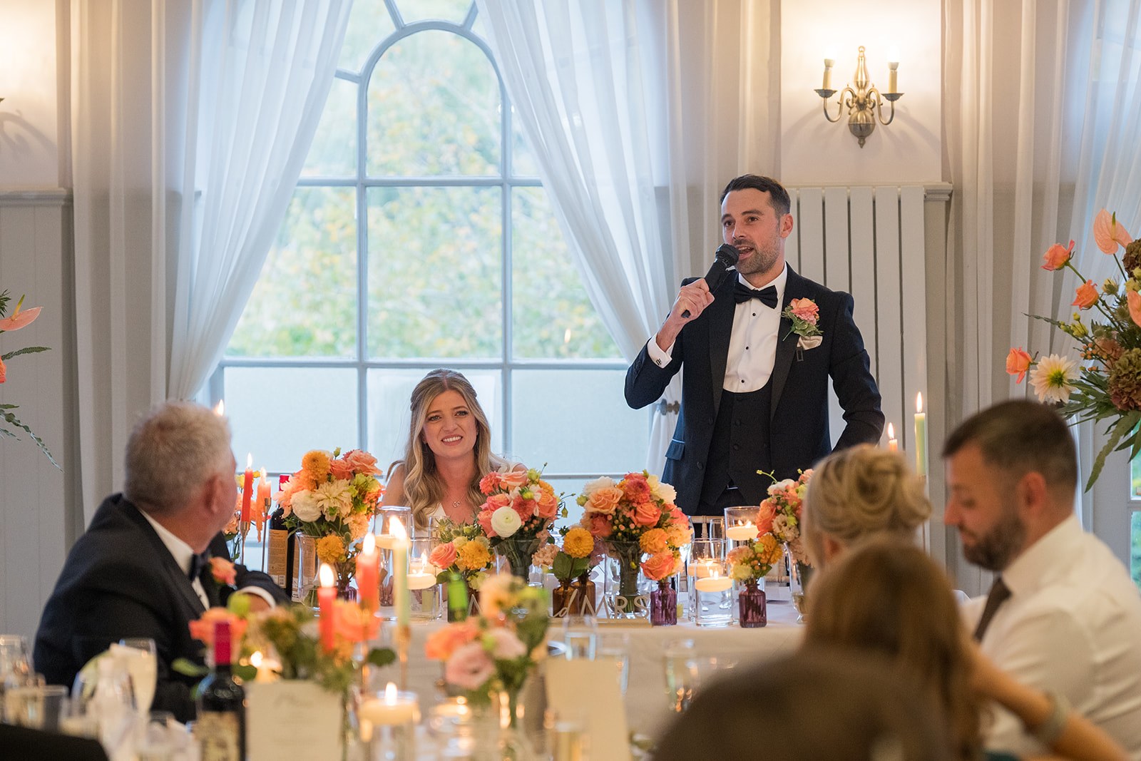 Daniel giving his speech at Mottram Hall
