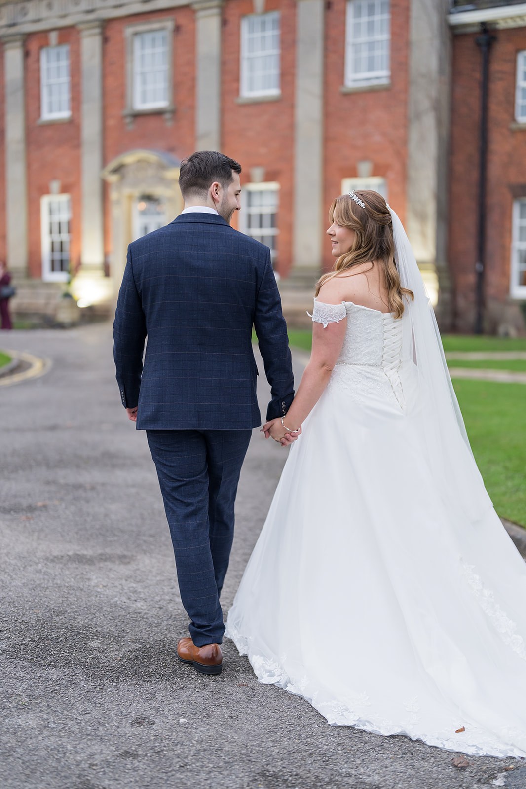Walking towards the hall at Mottram Hall