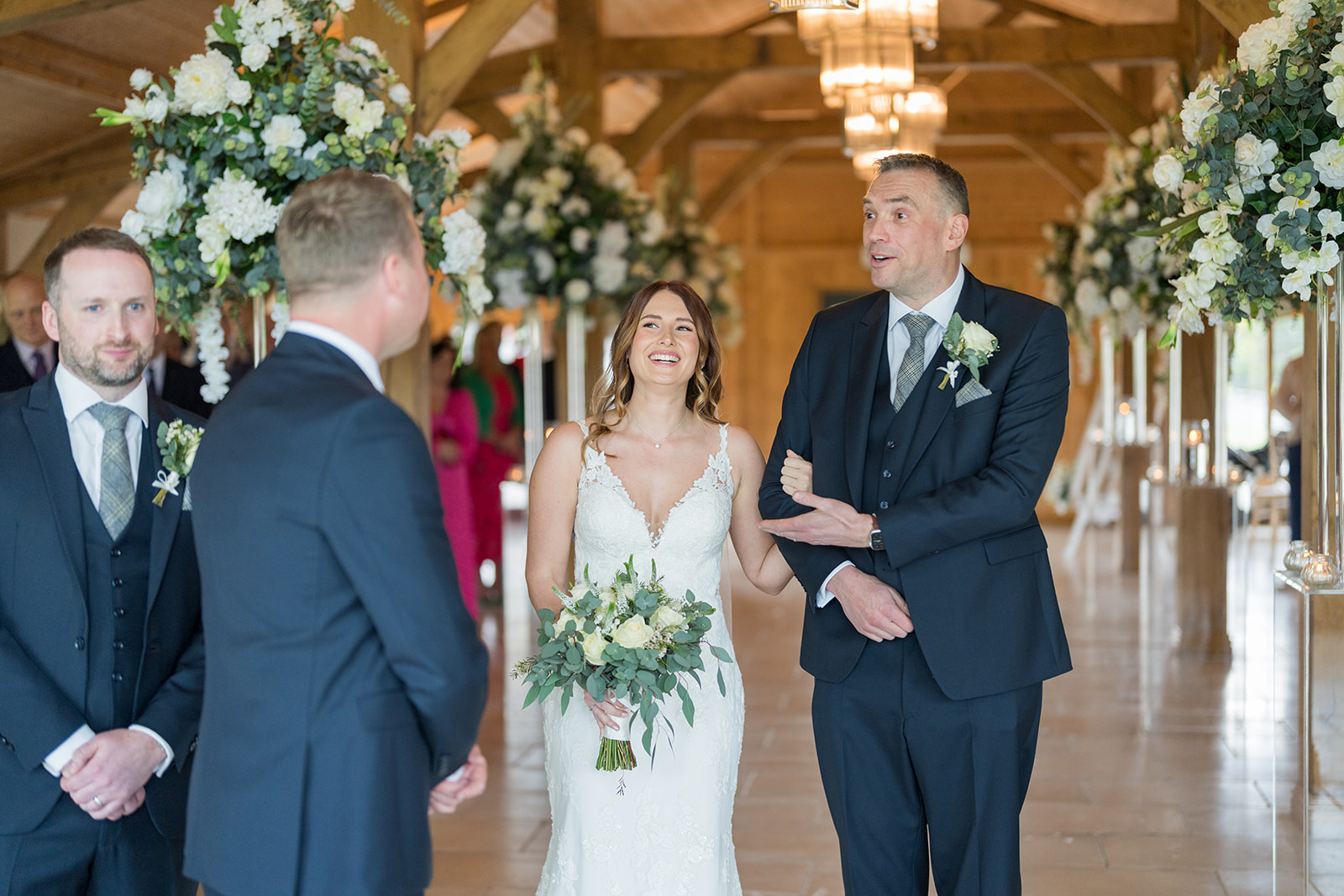 Groom reacting as the bride arrives for their ceremony