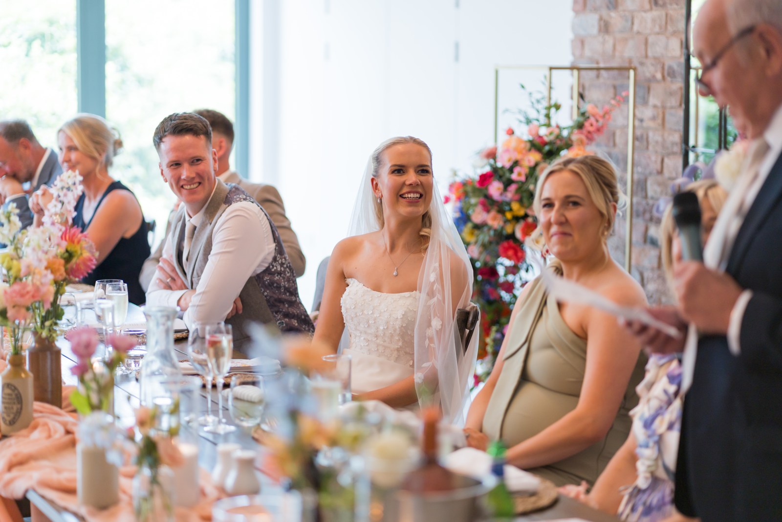 Reactions during the wedding breakfast at Pryors Hayes