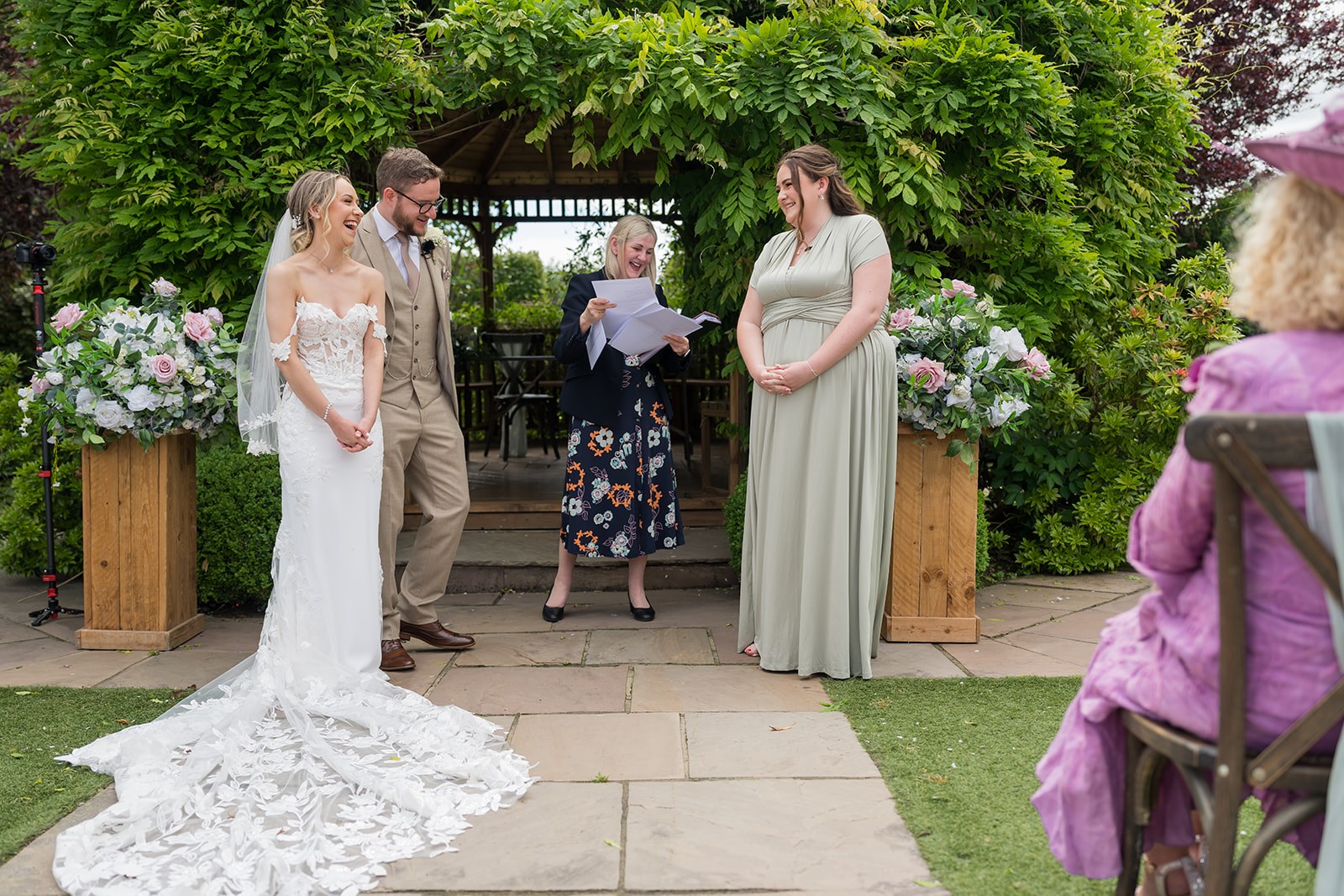 The outdoor wedding ceremony at Pryors Hayes