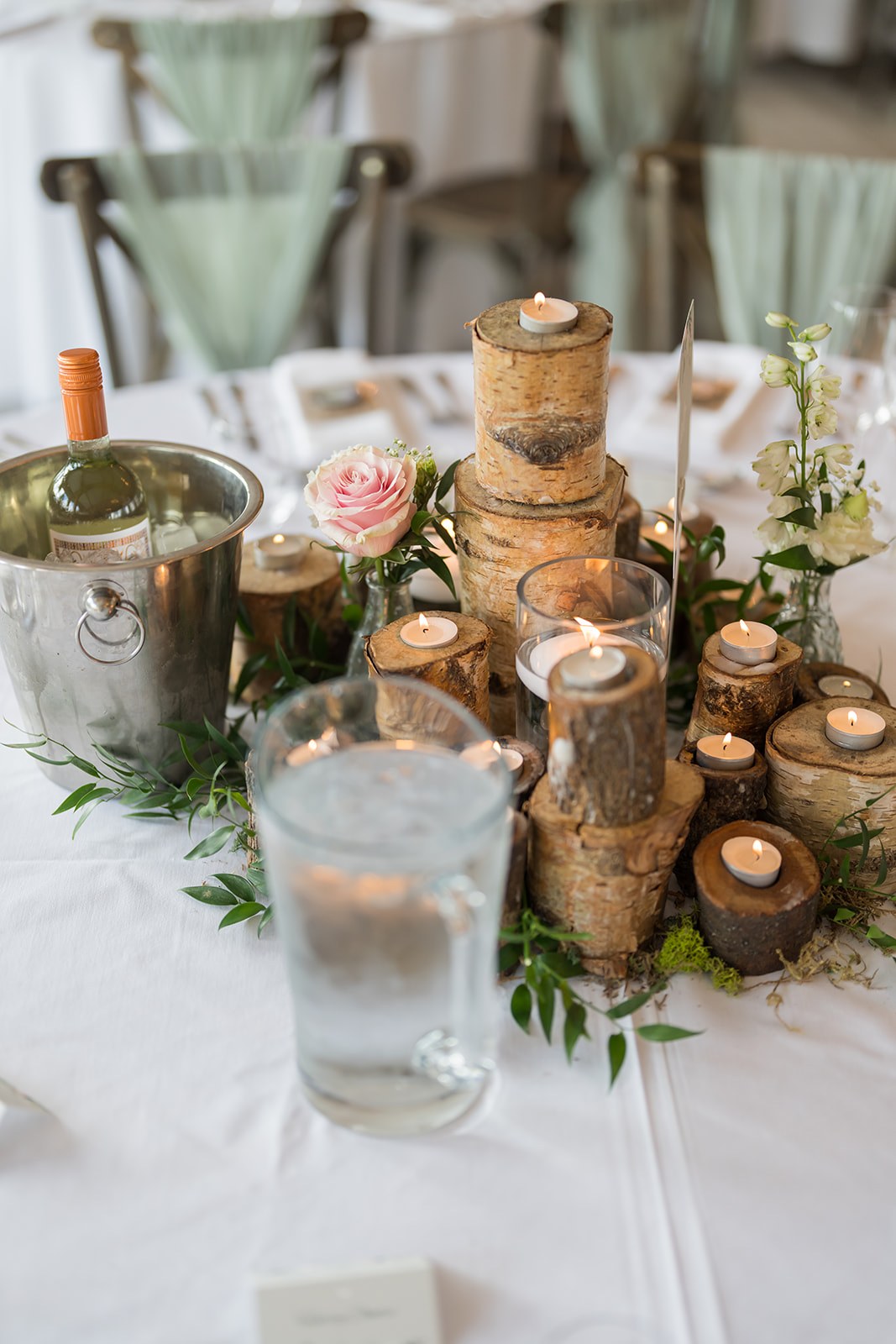 Wedding breakfast table details at Pryors Hayes