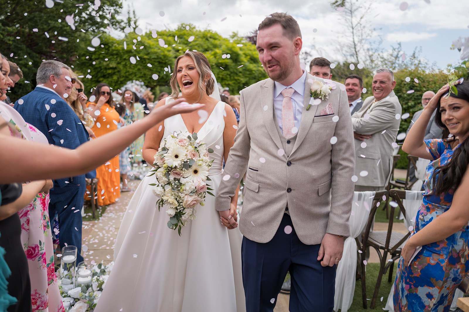 Mollie and Mark celebrating with guests at Pryors Hayes