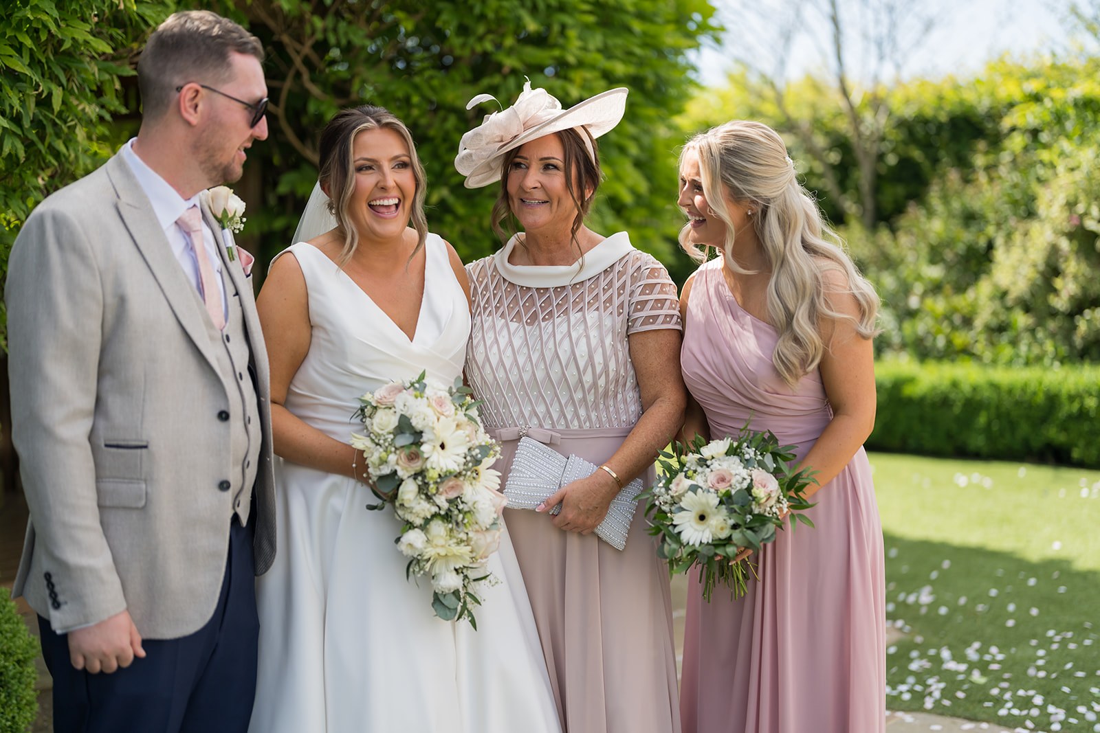 Family photographs in the gardens at Pryors Hayes