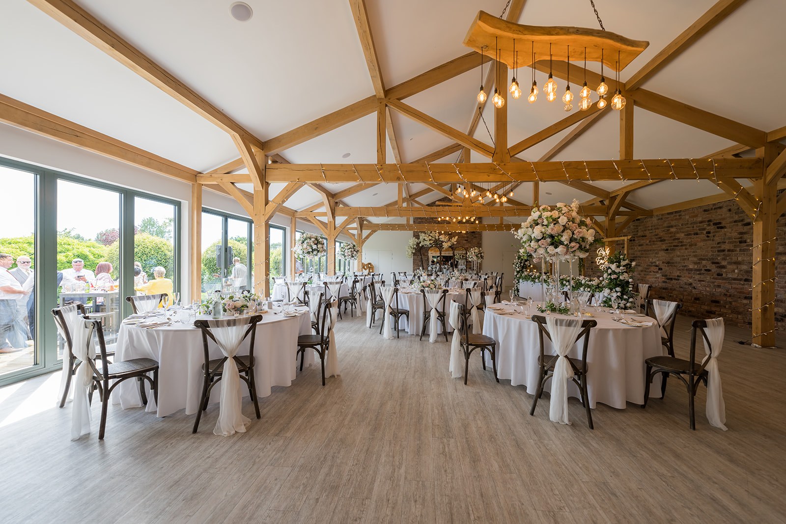 Wedding breakfast tables at Pryors Hayes