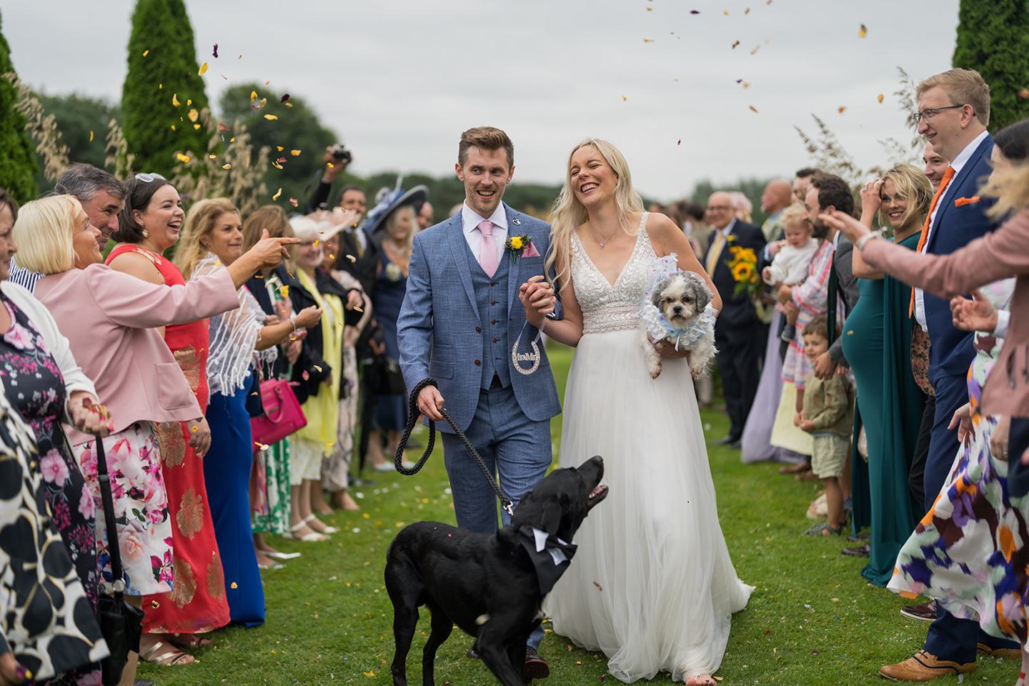 Confetti celebration at Annie and Joe’s Abbeywood Estate wedding