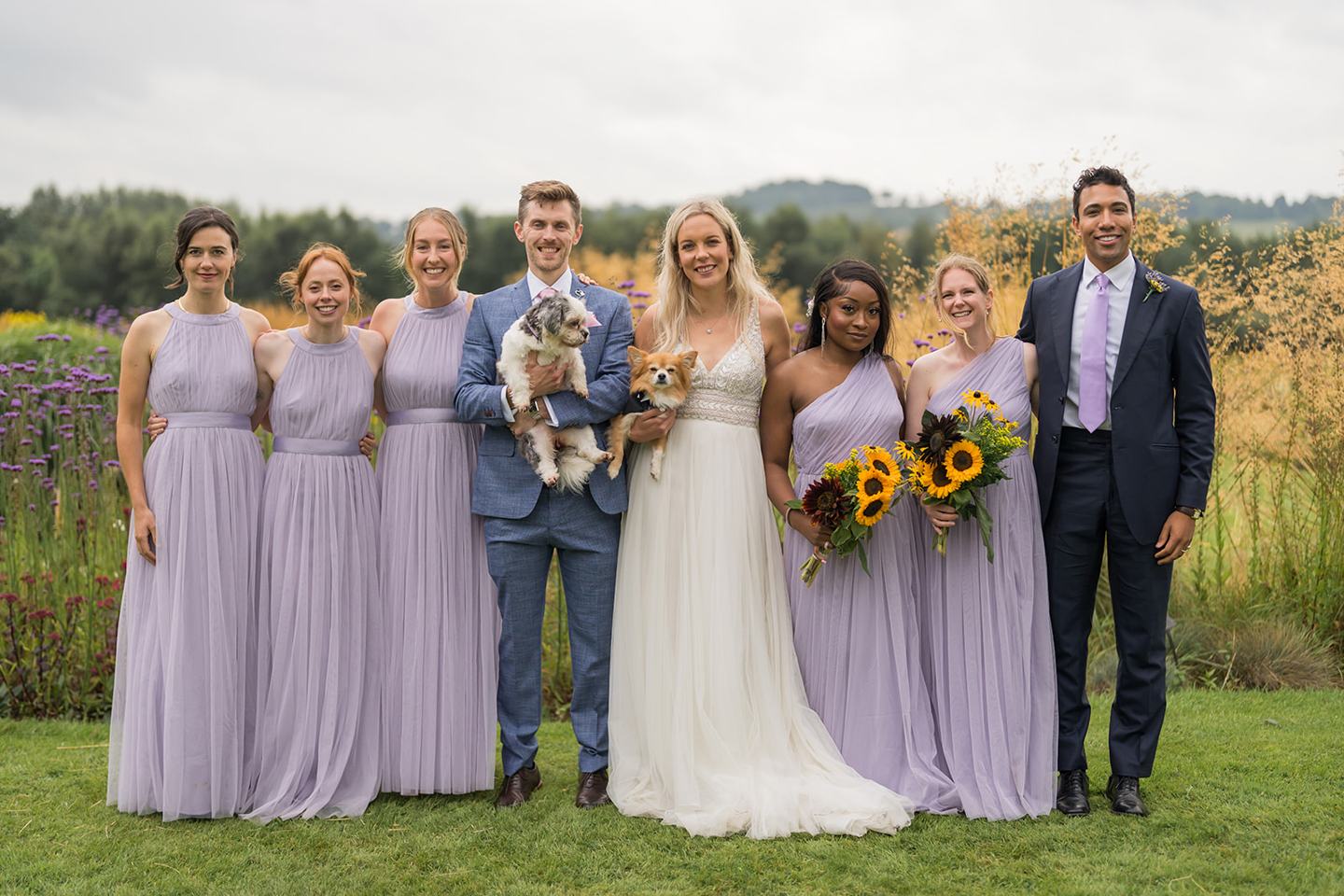 Bridal party in the gardens at Annie and Joe’s Abbeywood Estate wedding