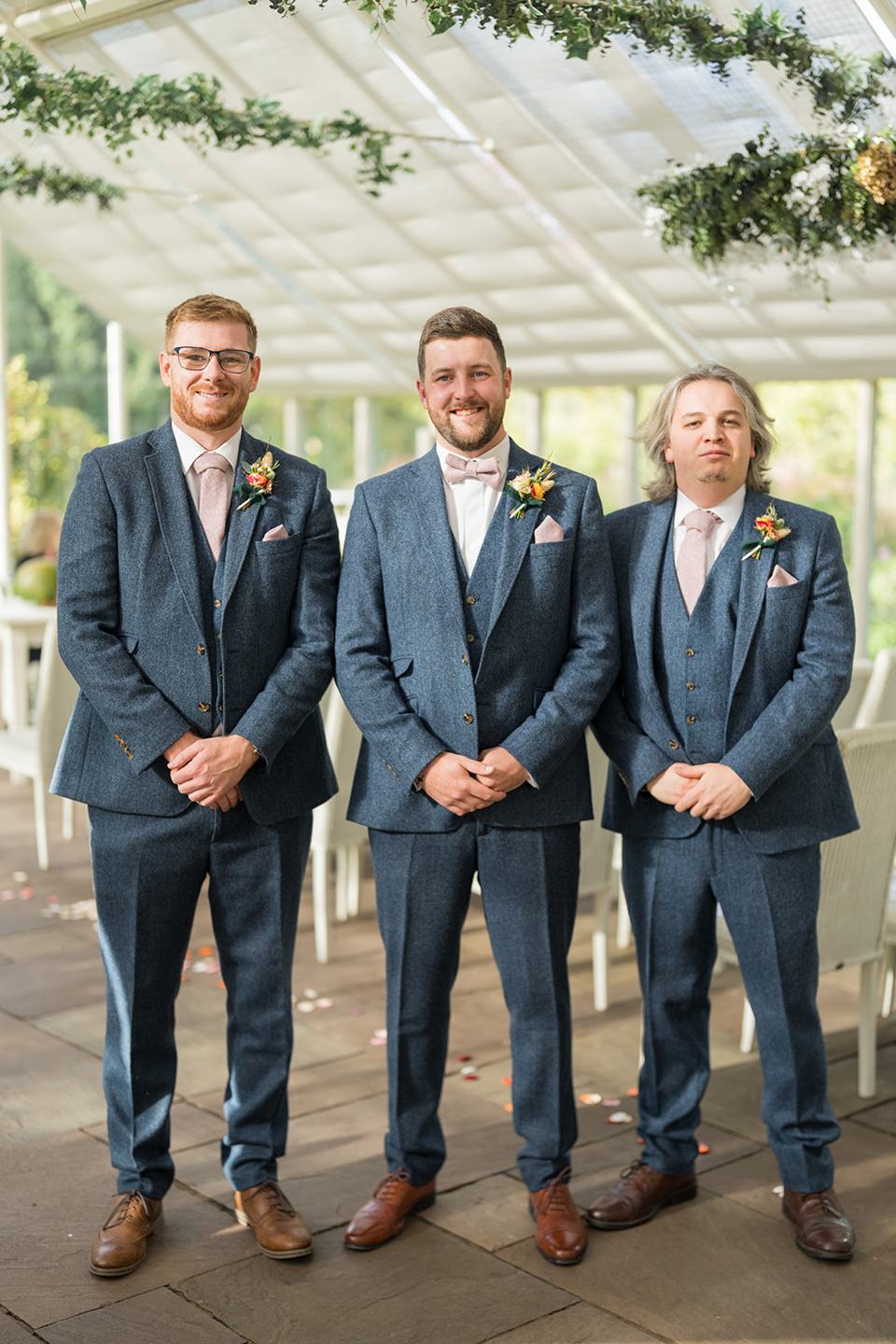 Groom with his groomsmen at Gemma and James’s Abbeywood Estate wedding