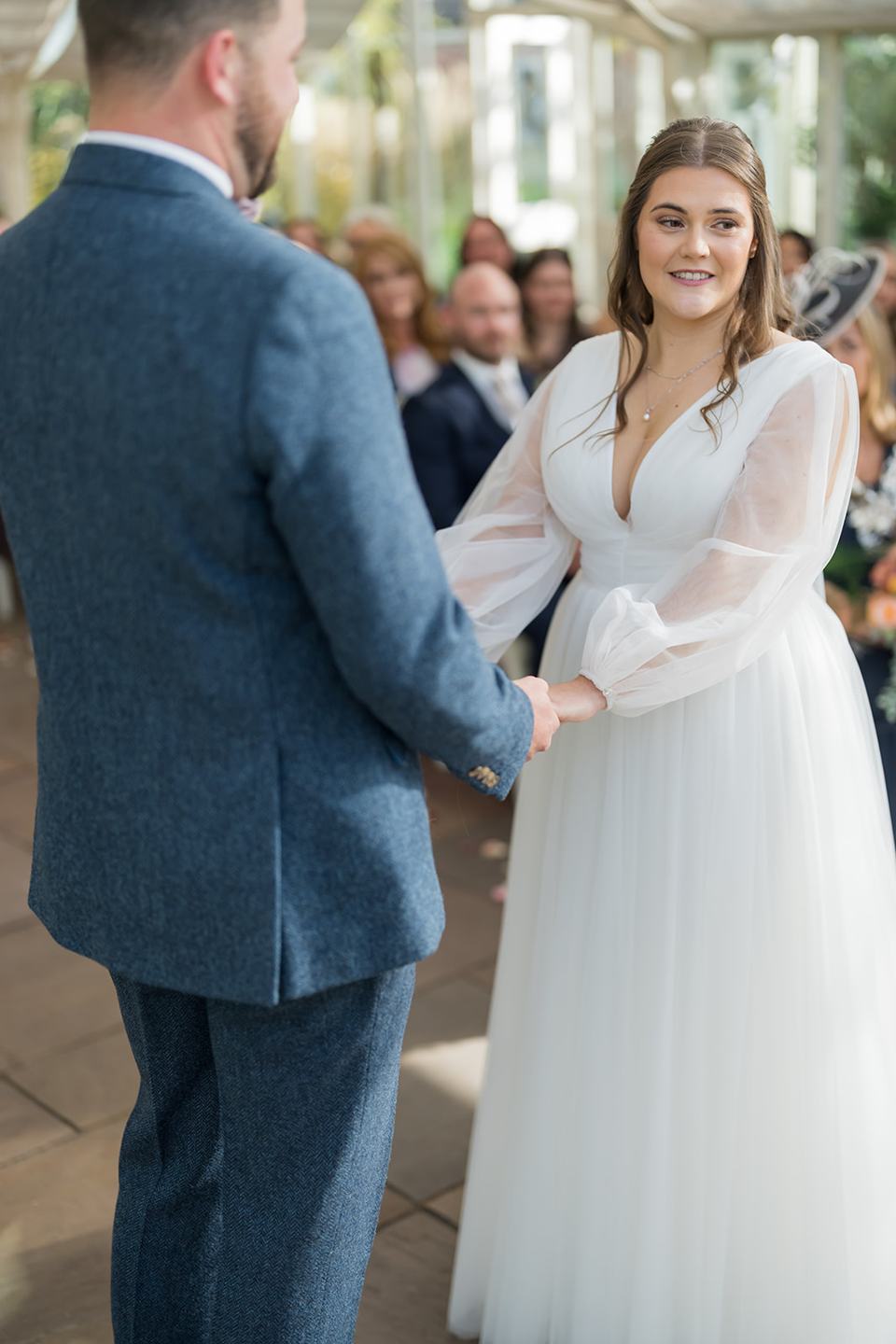 Exchanging wedding vows at Gemma and James’s Abbeywood Estate wedding