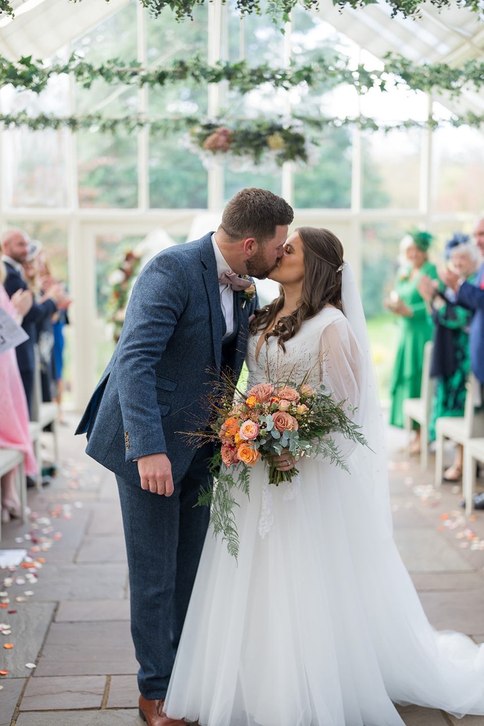 Celebrating after the ceremony at Gemma and James’s Abbeywood Estate wedding