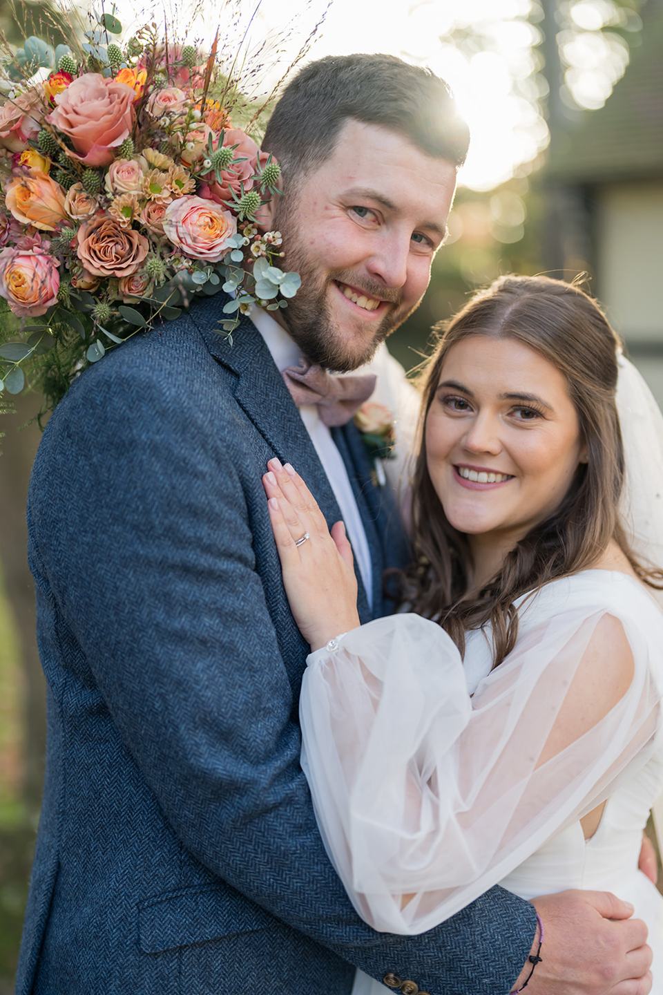 Relaxed newlywed portrait at Gemma and James’s Abbeywood Estate wedding
