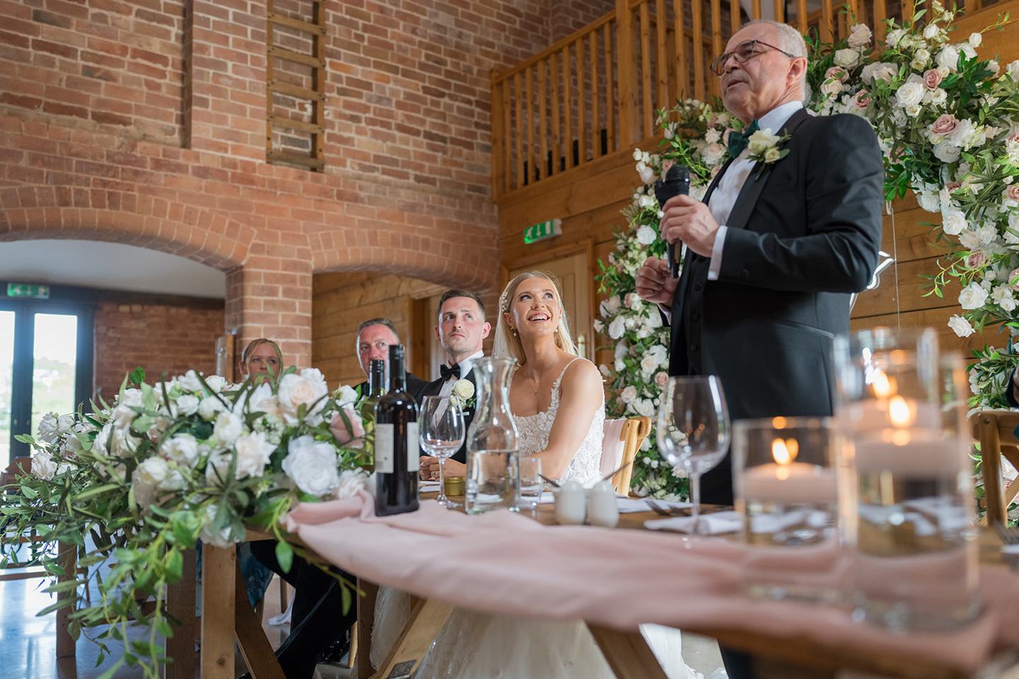 Wedding speeches at Evie and Josh’s Burlton Manor wedding