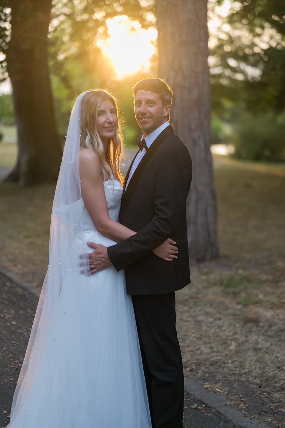 Portrait in golden light at Lauren and Tom’s Dorfold Hall wedding