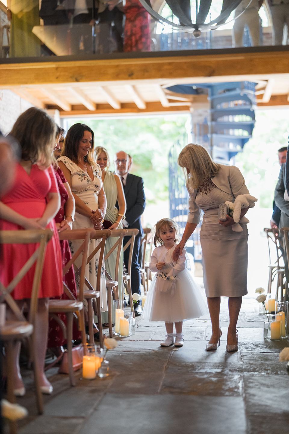 Walking down the aisle at Lizzie and Jack’s Dorfold Hall wedding