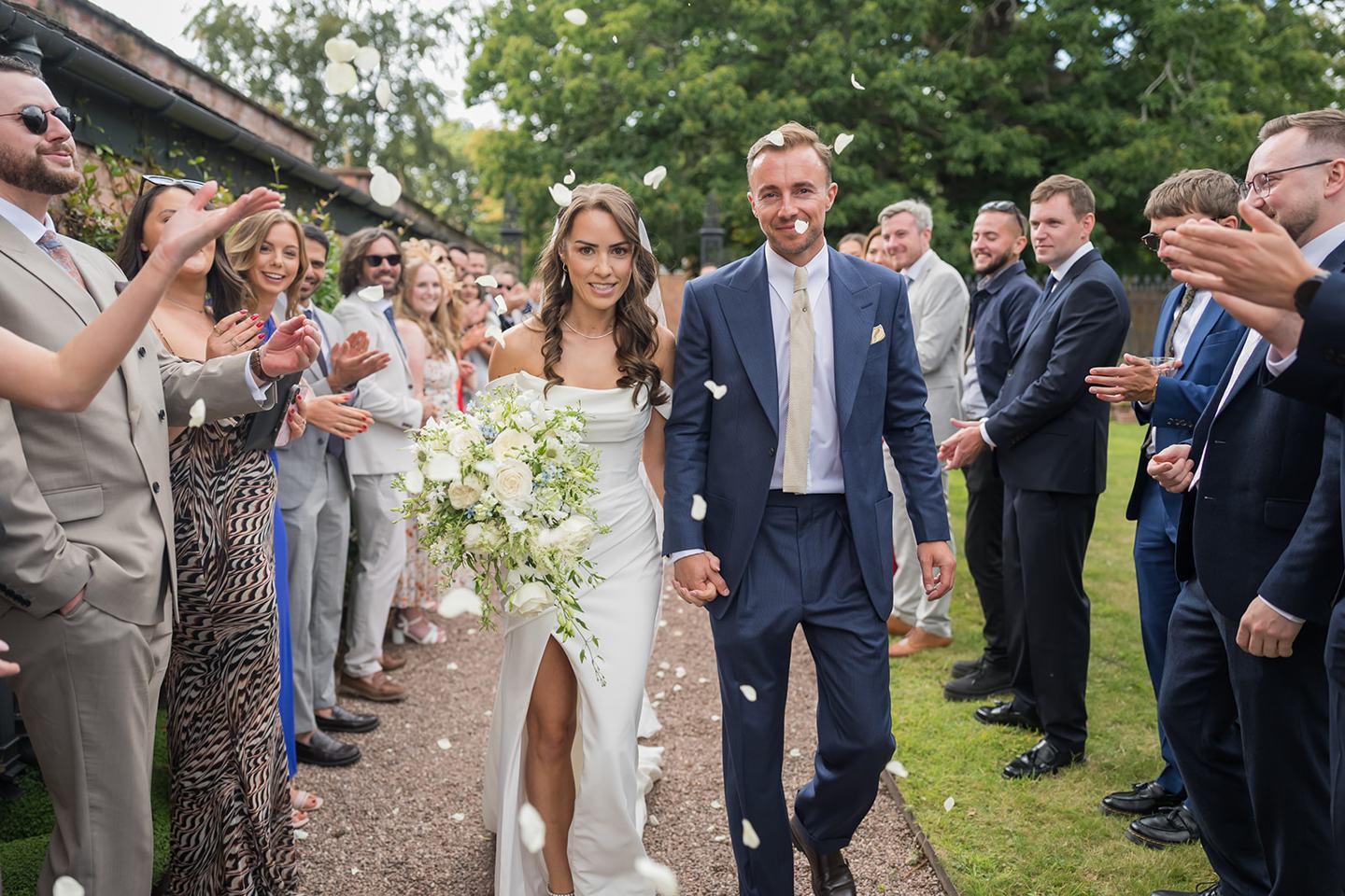 Confetti celebration at Lizzie and Jack’s Dorfold Hall wedding
