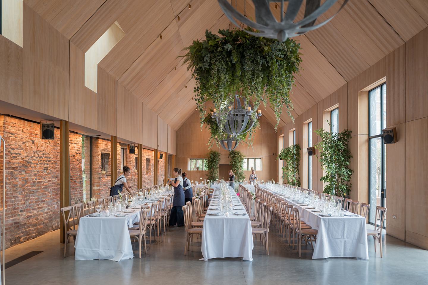 Wedding breakfast tables at Lizzie and Jack’s Dorfold Hall wedding