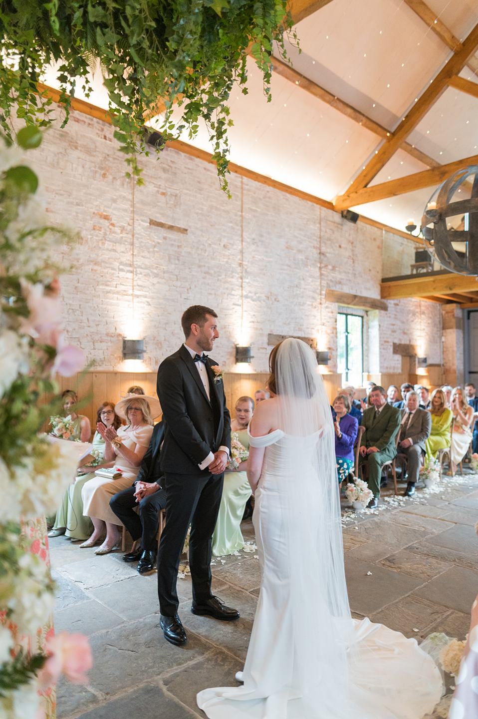 Walking down the aisle at Louise and Ben’s Dorfold Hall wedding
