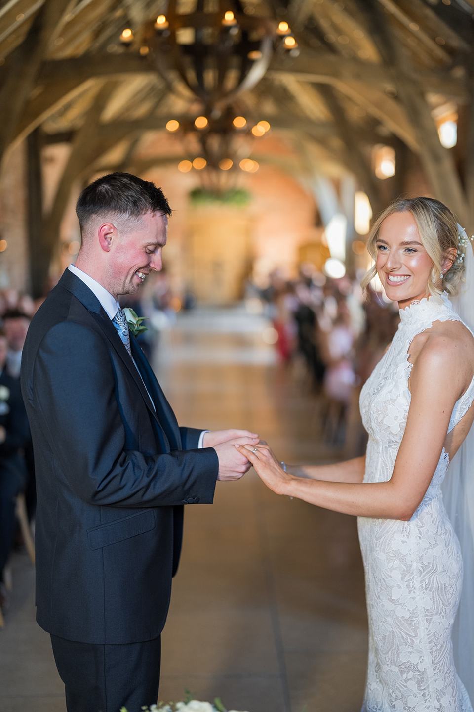 Exchanging vows at Emma and Jack’s Grangefields wedding