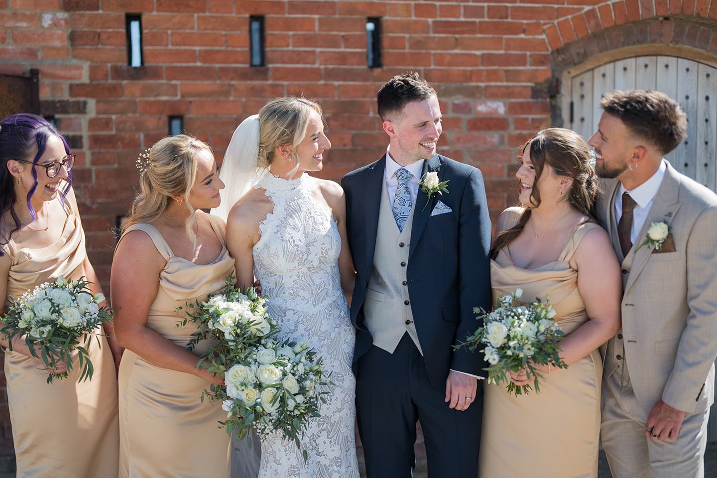 Wedding party together at Emma and Jack’s Grangefields wedding