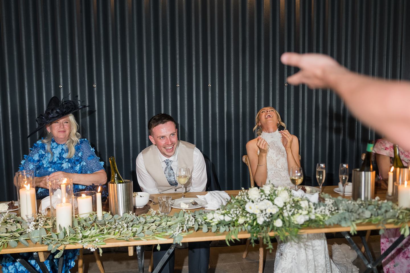 The wedding breakfast at Emma and Jack’s Grangefields wedding