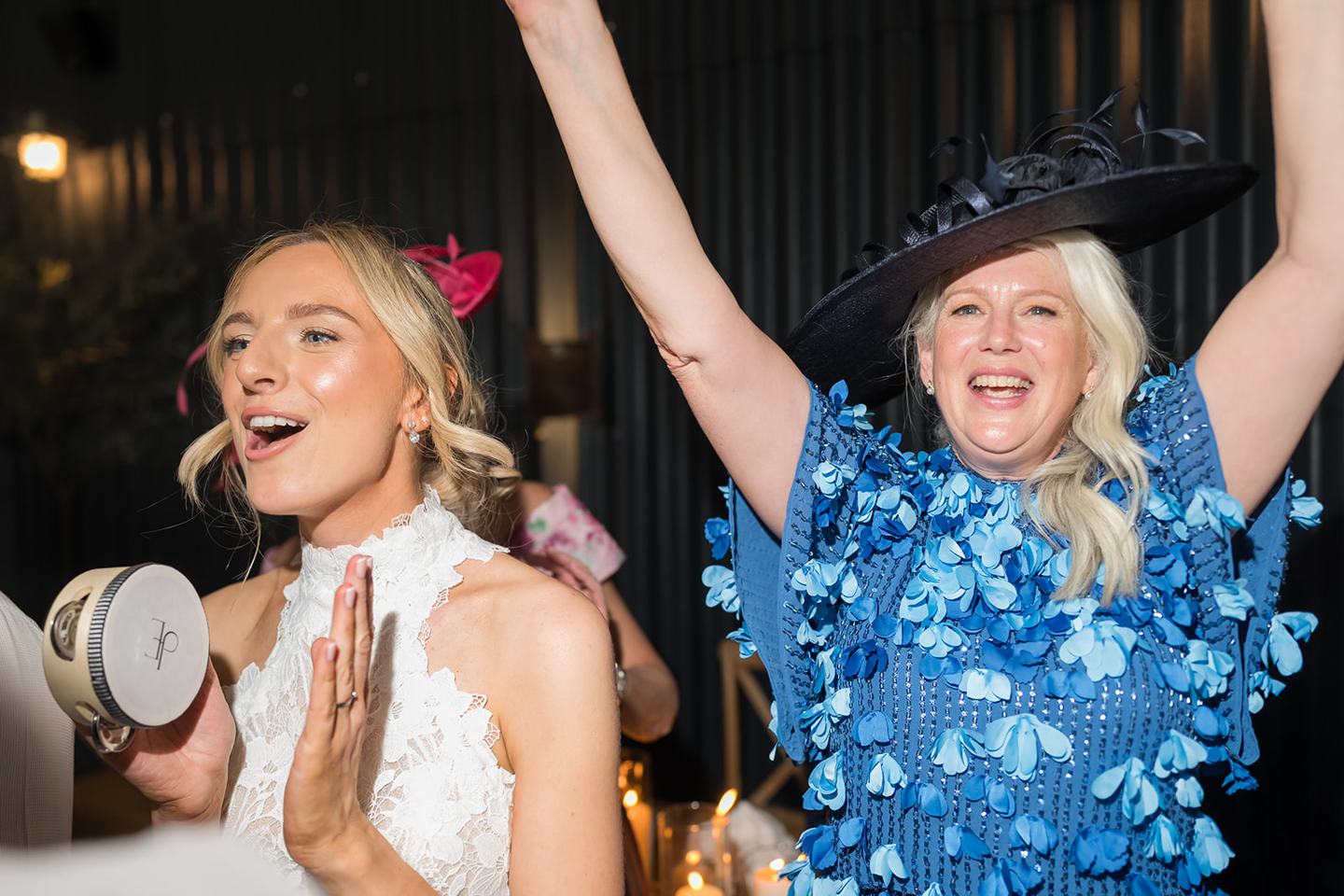 Guests enjoying the celebrations at Emma and Jack’s Grangefields wedding