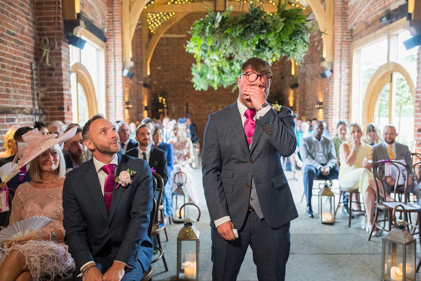 Groom awaiting the ceremony at Chloe and Wilson’s Hazel Gap Barn wedding