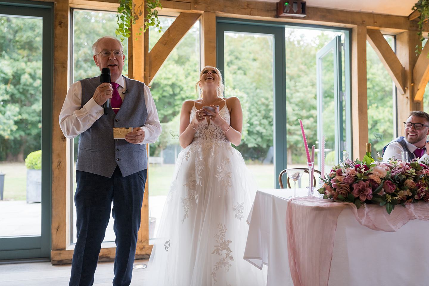 Wedding speeches at Chloe and Wilson’s Hazel Gap Barn wedding