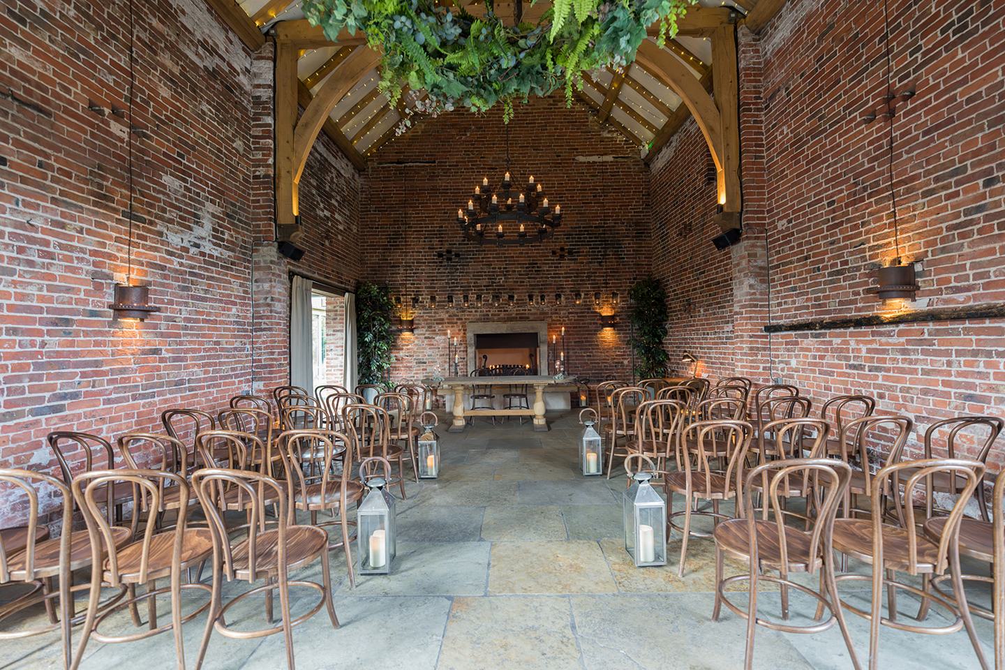 Ceremony room before guests arrive at Emma and Sam’s Hazel Gap Barn wedding