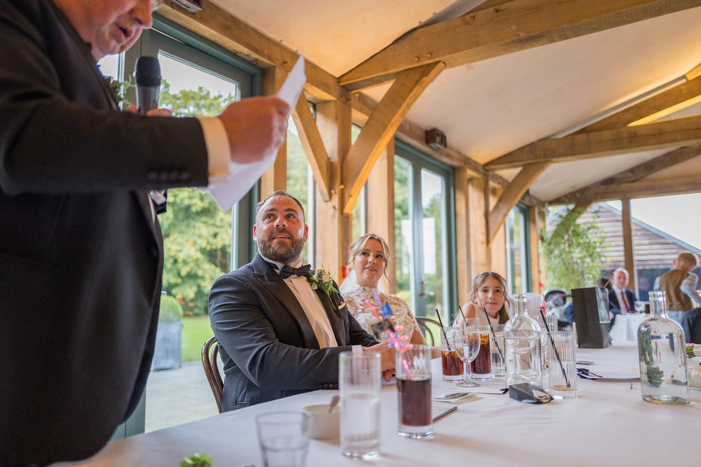Wedding speeches at Emma and Sam’s Hazel Gap Barn wedding
