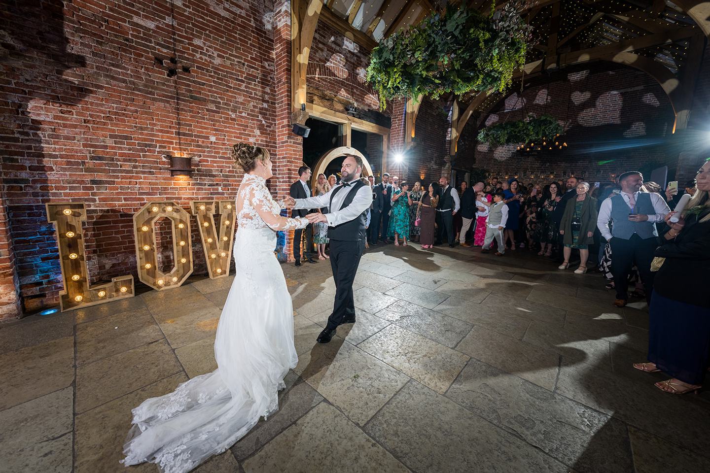 The first dance at Emma and Sam’s Hazel Gap Barn wedding