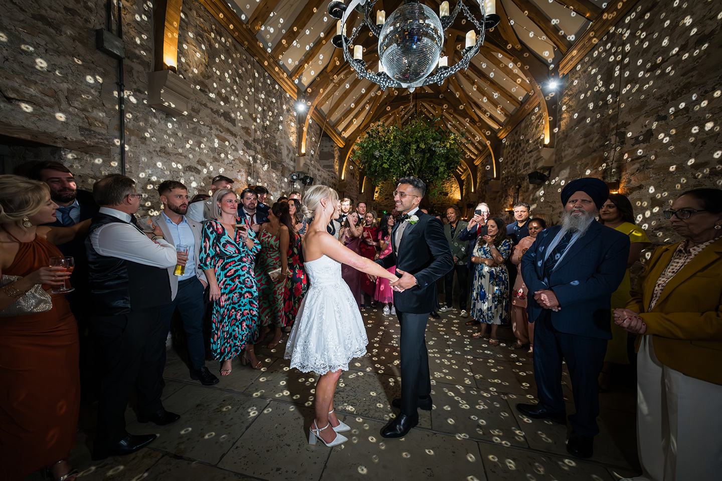 First dance in the barn at Mia and Herman’s Healey Barn wedding