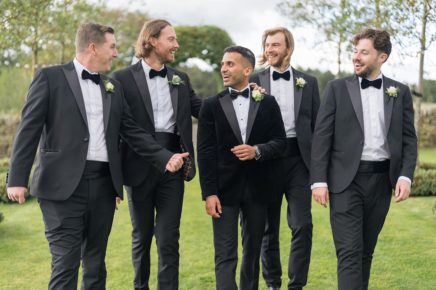 Groom with his groomsmen at Mia and Herman’s Healey Barn wedding