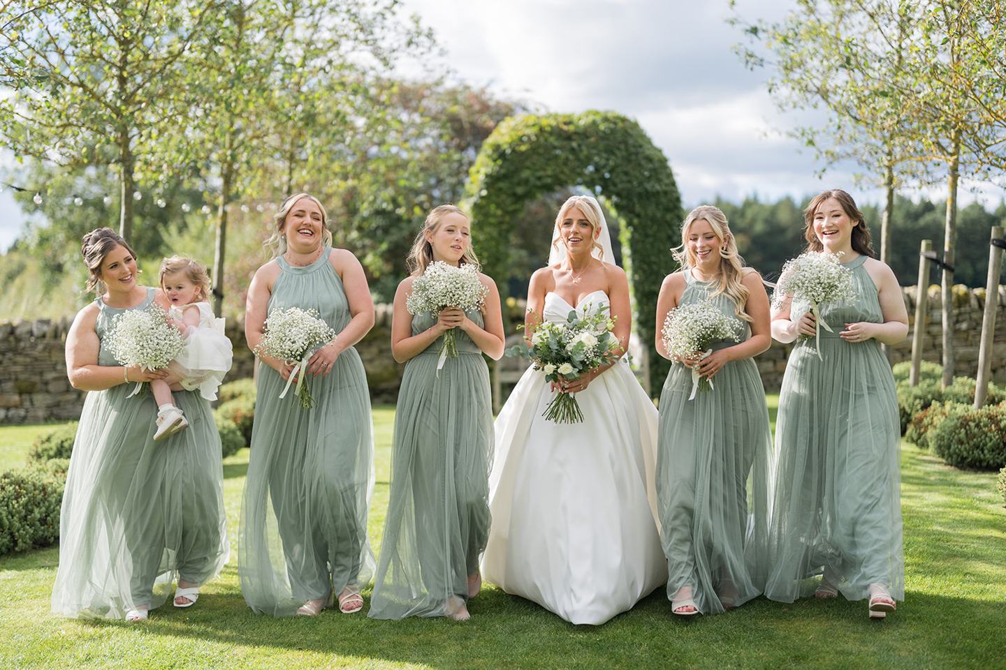 Bride and bridesmaids at Mia and Herman’s Healey Barn wedding