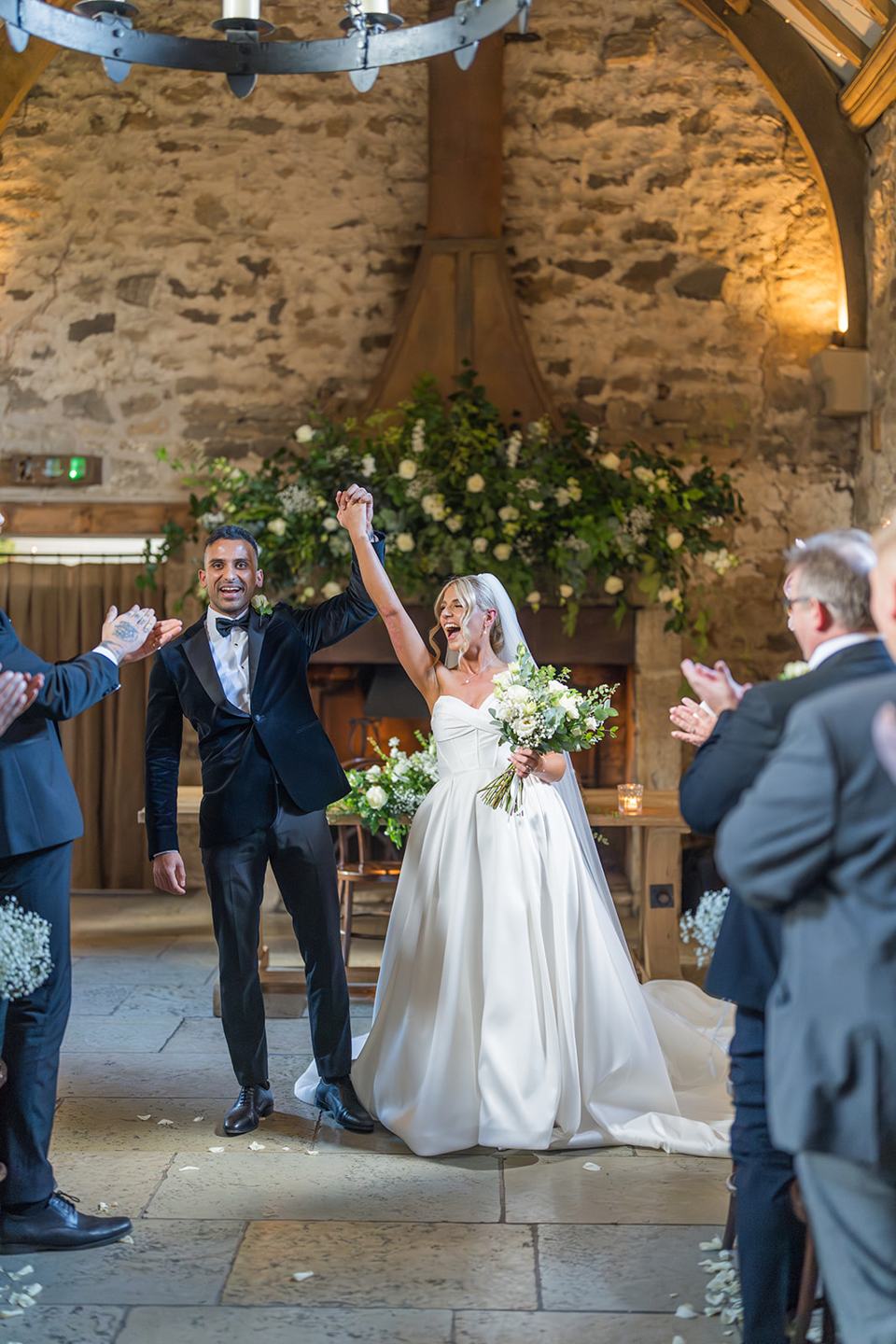 Celebrating after the ceremony at Mia and Herman’s Healey Barn wedding