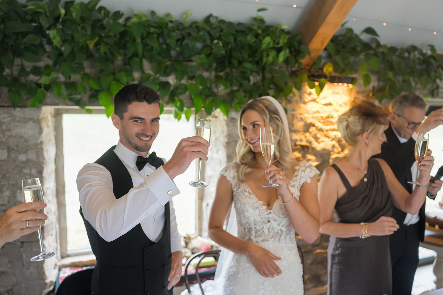 The groom giving his speech at Sophie and Sam’s Healey Barn wedding