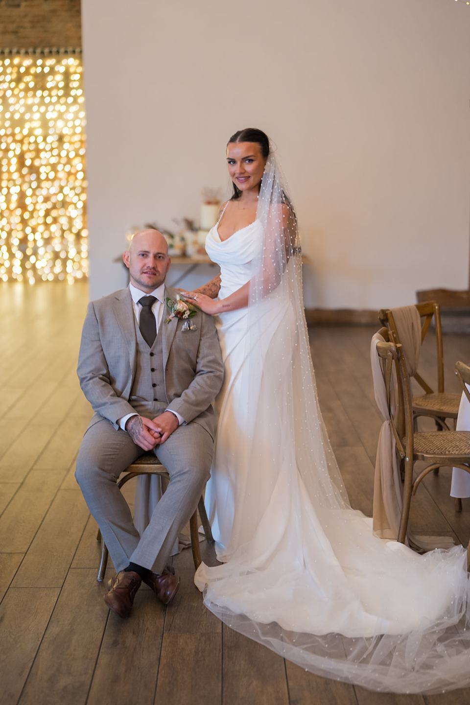 Wedding reception portrait at Sally and Callum’s Hornington Manor wedding