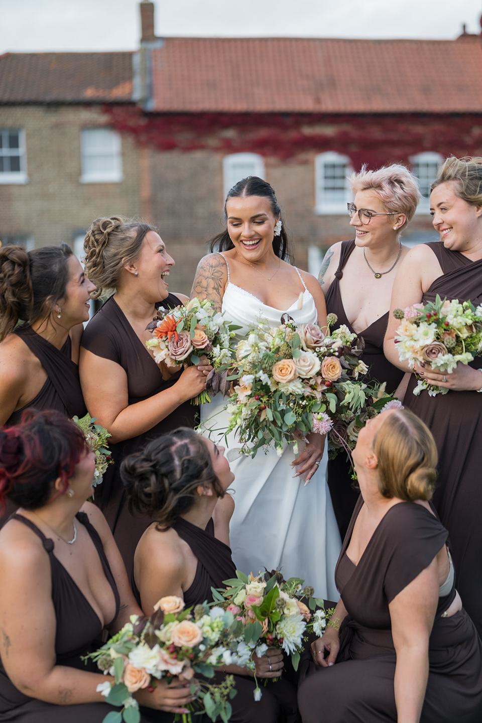 Bride and bridesmaids at Sally and Callum’s Hornington Manor wedding