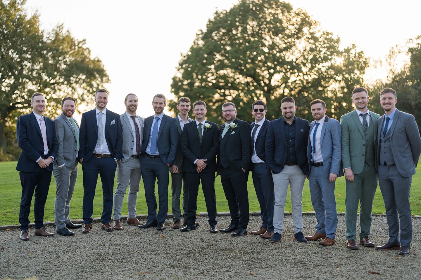 Groom and friends at Harriet and Gareth’s Hyde Bank Farm wedding