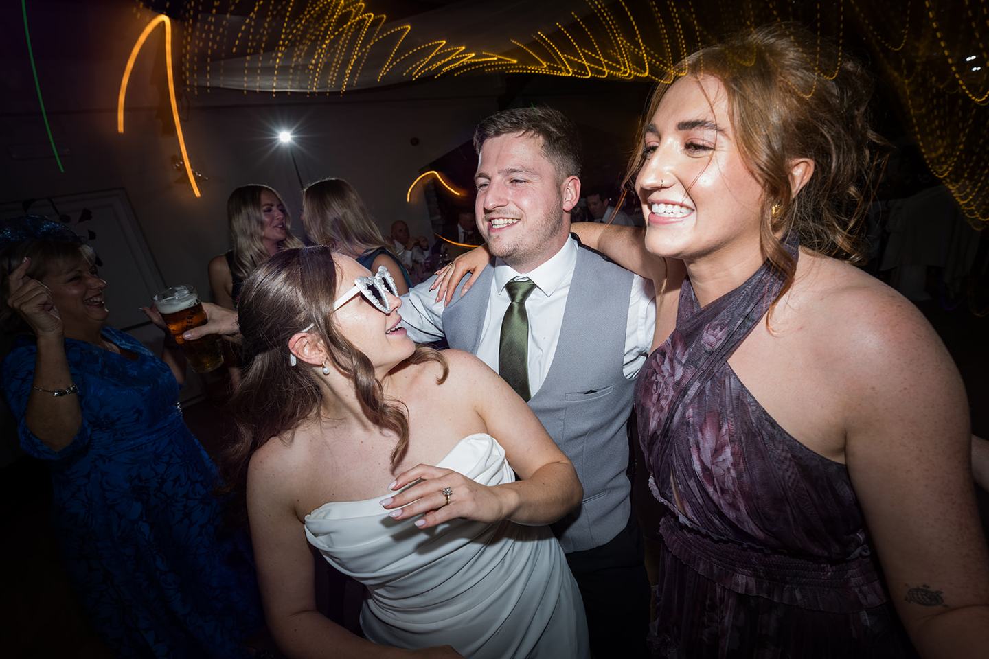 Evening celebrations at Harriet and Gareth’s Hyde Bank Farm wedding