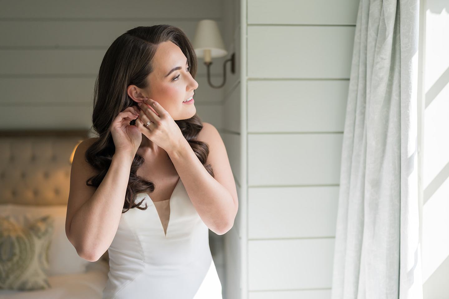 Bride getting ready at Becky and Alex’s Middleton Lodge wedding