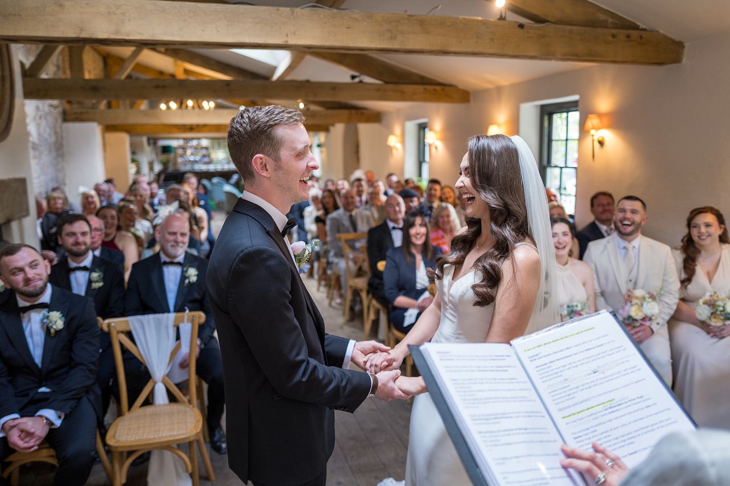 Wedding ceremony at Becky and Alex’s Middleton Lodge wedding
