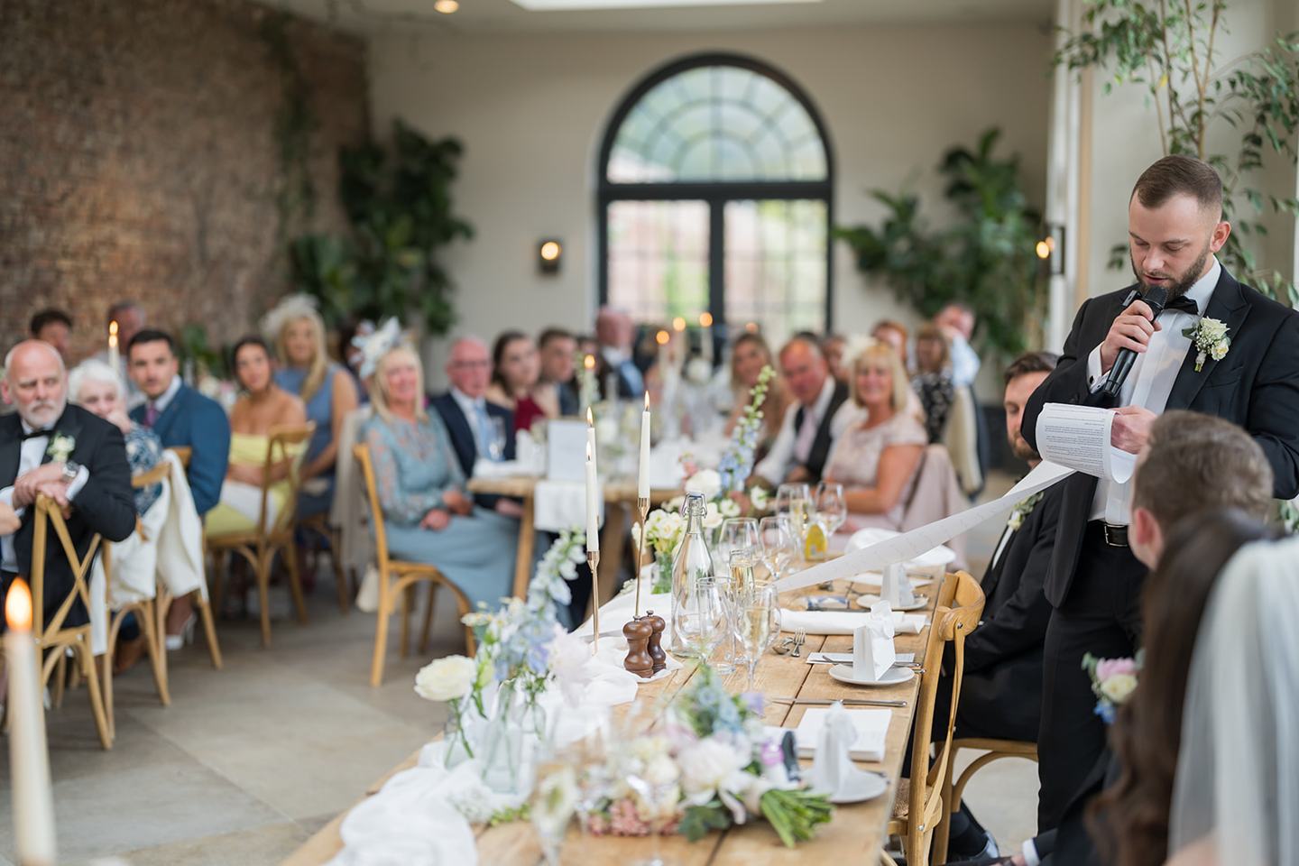 Wedding speeches at Becky and Alex’s Middleton Lodge wedding