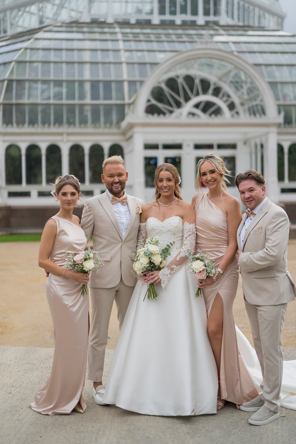 Bride and bridesmaids at Heather and Charlie’s Sefton Park Palm House wedding