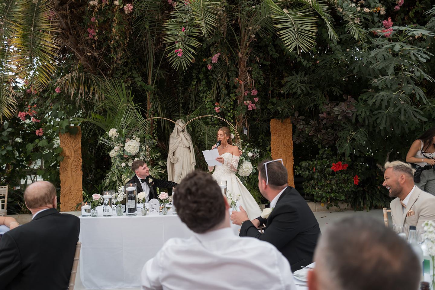 Wedding speeches at Heather and Charlie’s Sefton Park Palm House wedding