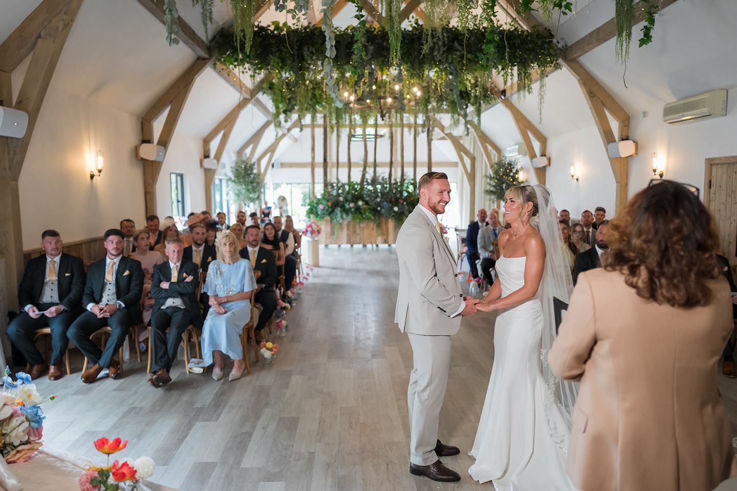 The ceremony at Lauren and Ryan’s The River Barn wedding