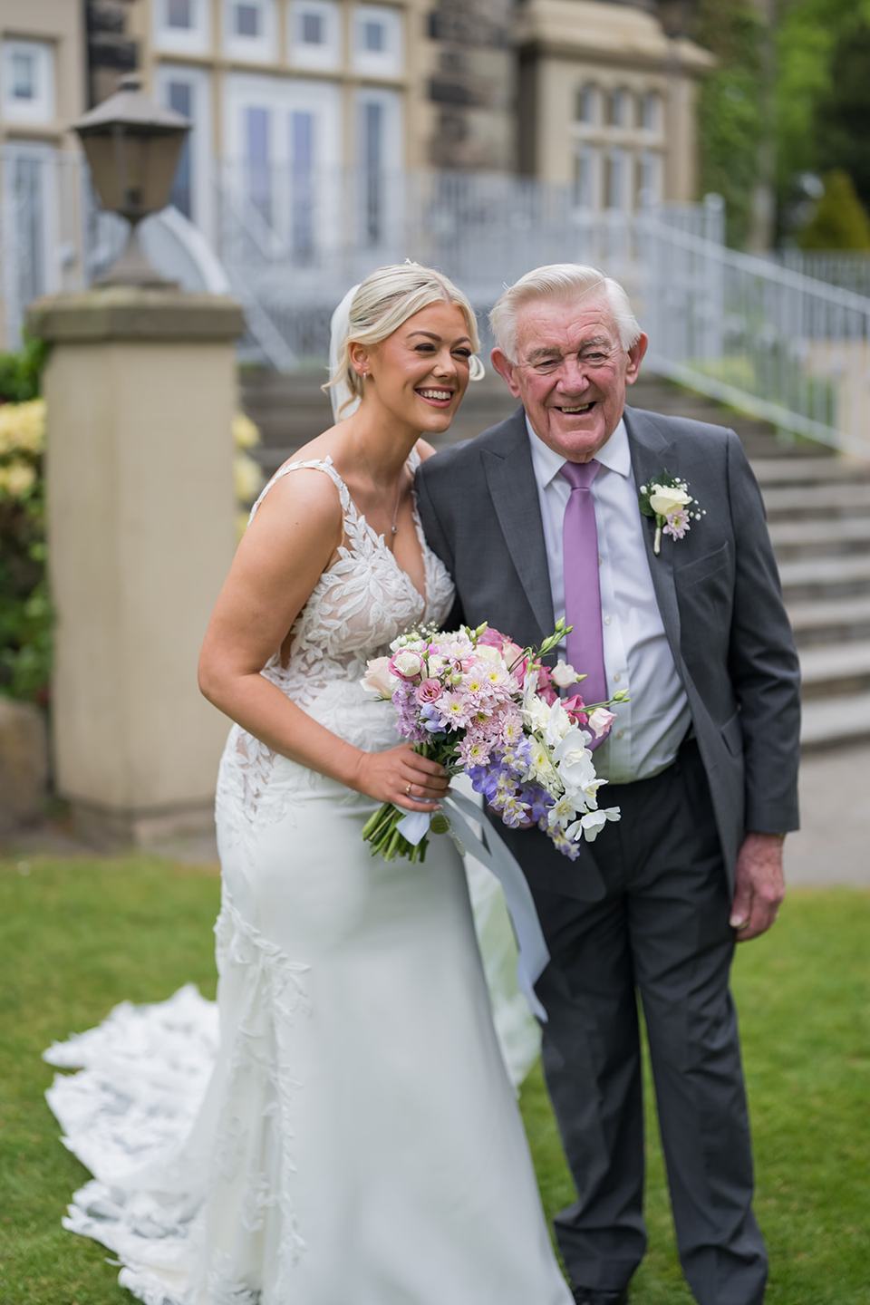 Bride with her father at Samantha and Adam’s West Tower wedding