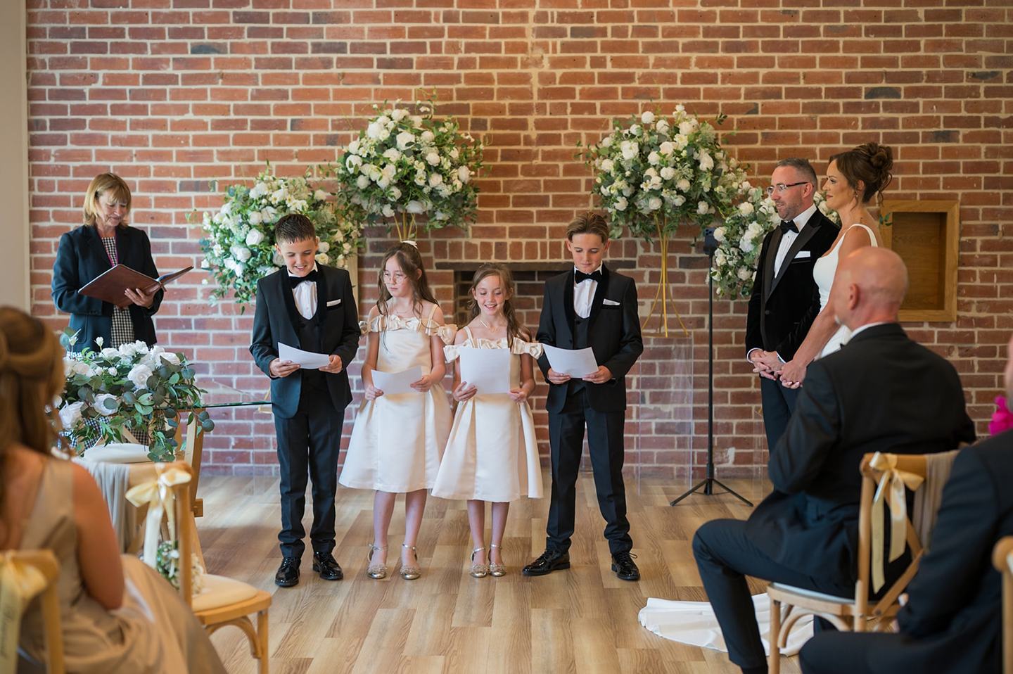 The wedding ceremony at Danielle and Joe’s The Whistle Barns wedding