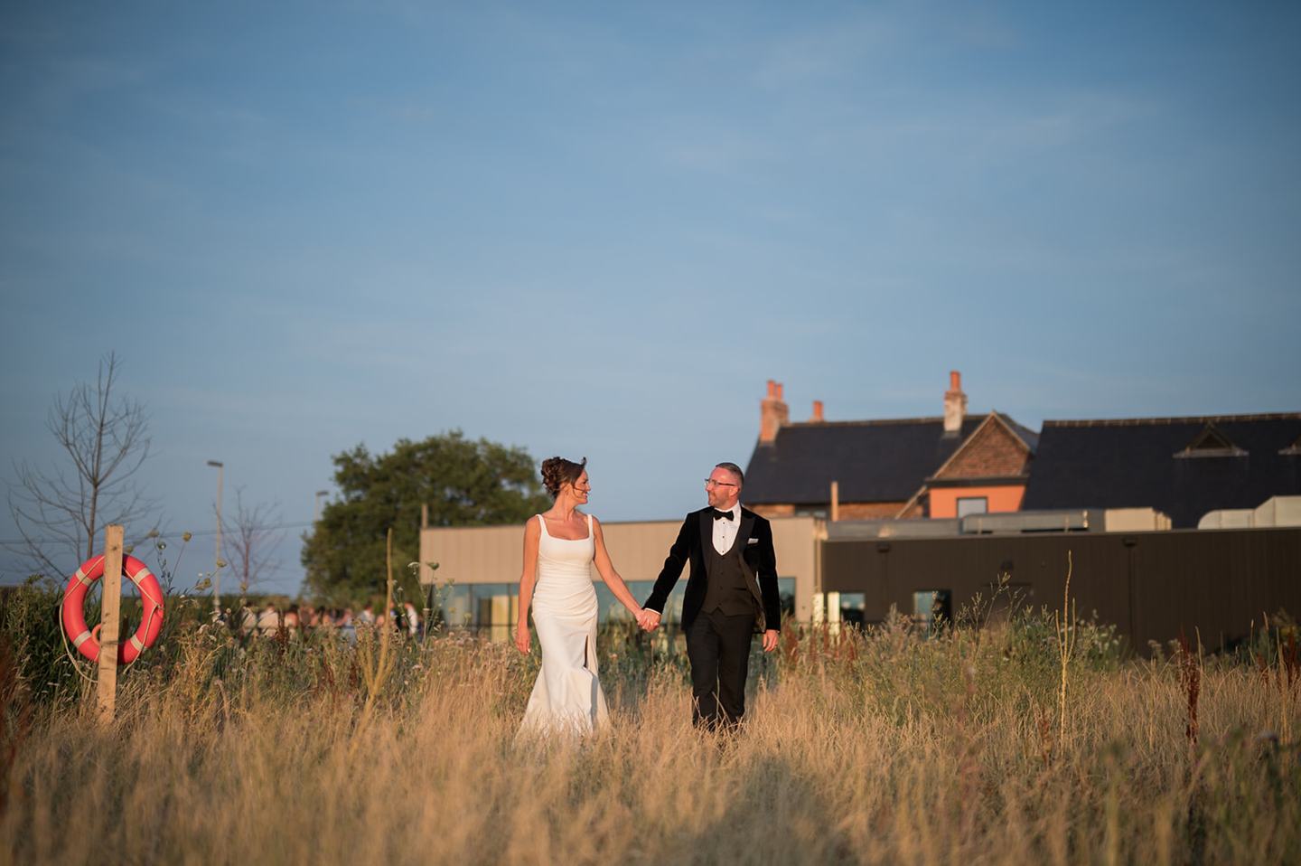 Portrait in the meadow at Danielle and Joe’s The Whistle Barns wedding